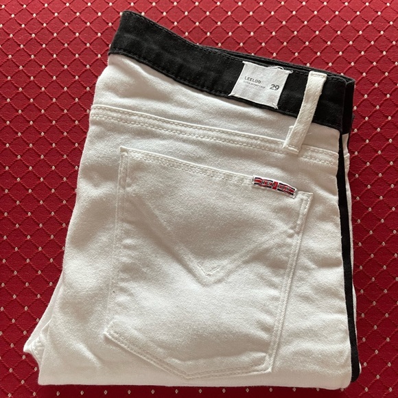 Hudson “Leeloo” color-block / tuxedo-stripe super skinny crop jeans - Picture 1 of 9